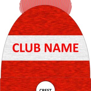 Red and white Bobble Hat - Custom club name and crest - Boru shop