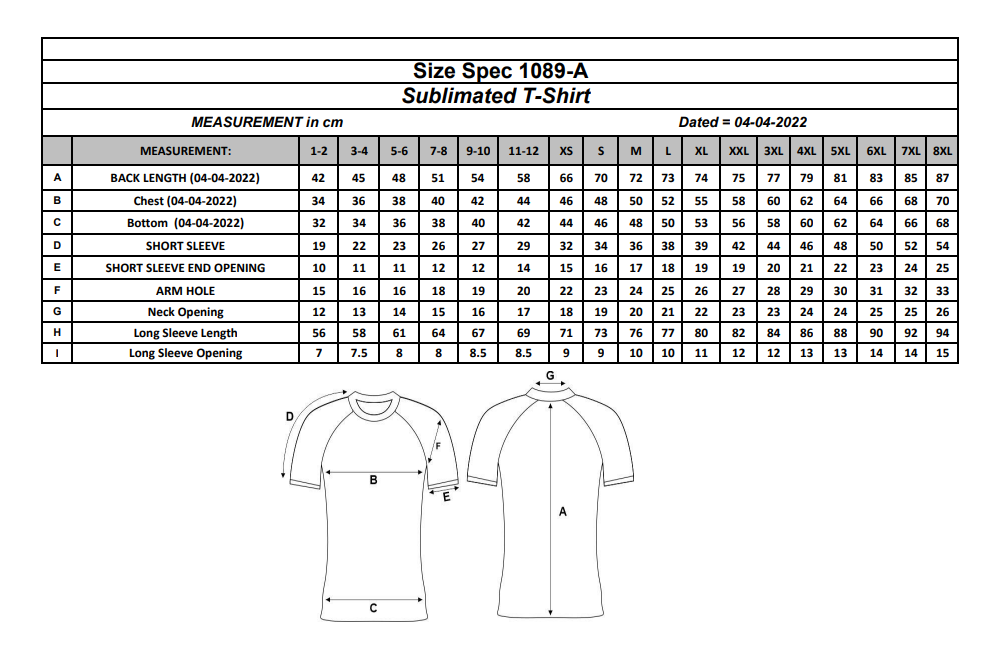 training top size chart 1